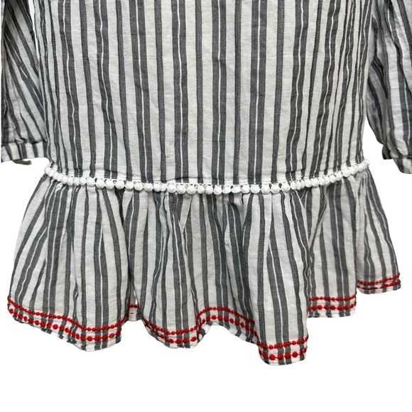 Kate Spade New York Striped Embroidered Tasseled Blouse SZ XSmall Resort Wear - Picture 5 of 7